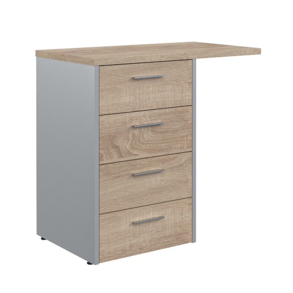 Тумба приставная OLC-4D.2.A Дуб Сонома светлый/Металлик 800х450х750 OFFIX NEW в Балашихе 