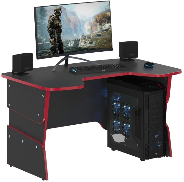 Рабочий стол геймера SKILLL STG 1385 Антрацит/Красный 1360х850х750 