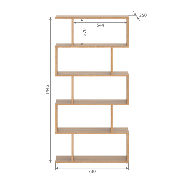 Стеллаж SH 7346 Дуб Сонома светлый 730х250х1416 COMP в Балашихе 