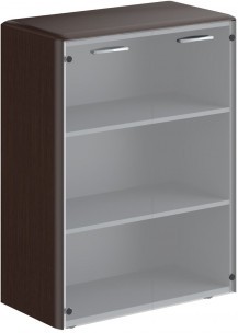 Шкаф средний со стеклянными дверьми и обвязкой DMC 85.2 Венге Магия 892х470х1185
